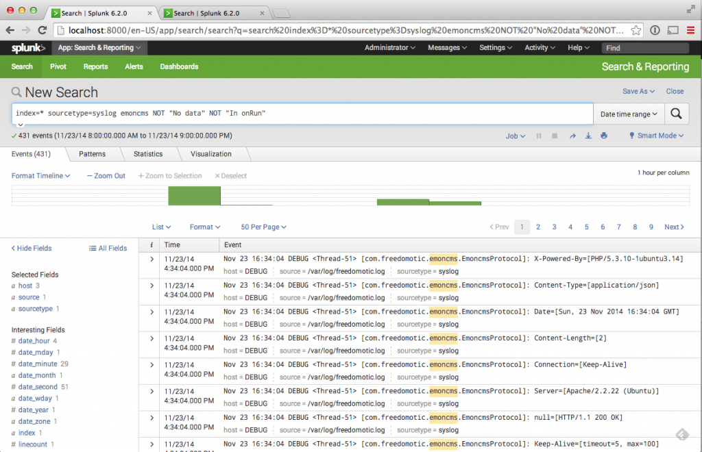 Splunk log analysis